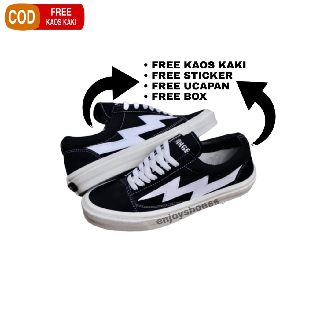 SEPATU REVENGE X STORM BLACK WHITE OLDSKOOL MADE IN CHINA-black white