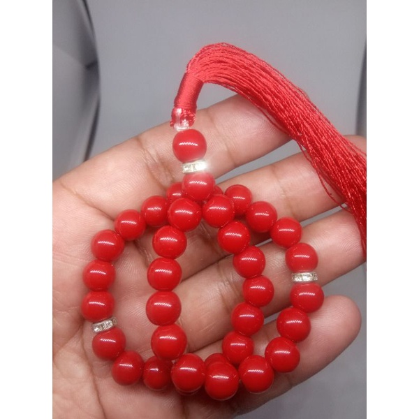 TASBIH BATU MERAH MARJAN 33BUTIR
