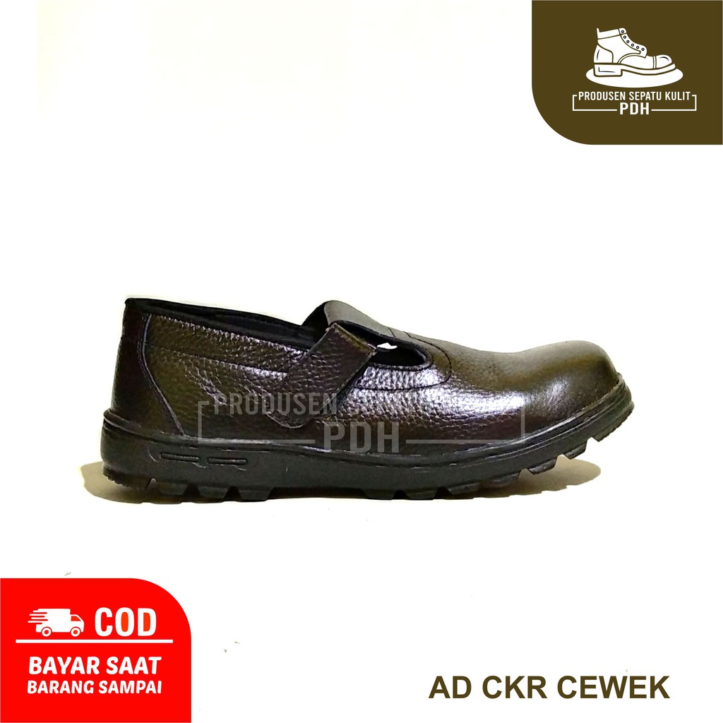 SEPATU SAFETY WANITA SEPTI CEWEK KULIT ASLI SEPATU SEFTY CEWEK SLIP ON UJUNG BESI SEPATU SEKOLAH PROYEK