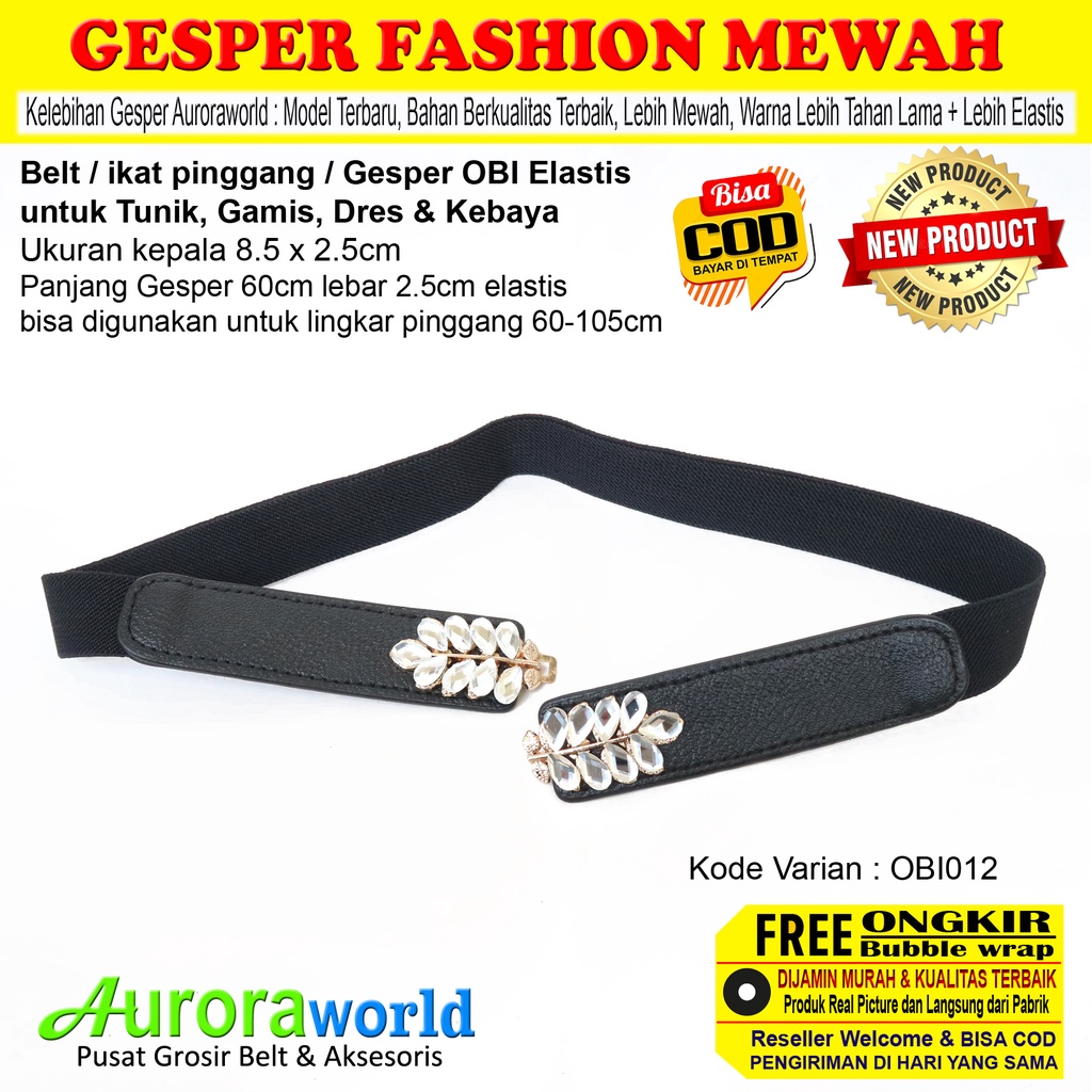 AURORAWORLD ikat pinggang wanita premium belt cewek elastis obi belt karet gesper perempuan kebaya sabuk mewah korea untuk tunik gamis dres gaun bisa COD