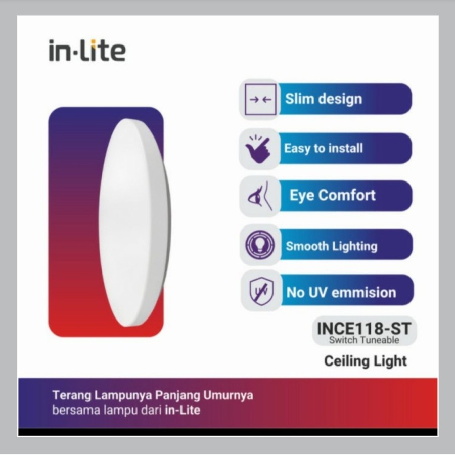 INLITE Lampu Baret 18w INCE118 Ceiling Lamp Switch Tunable 18 Watt