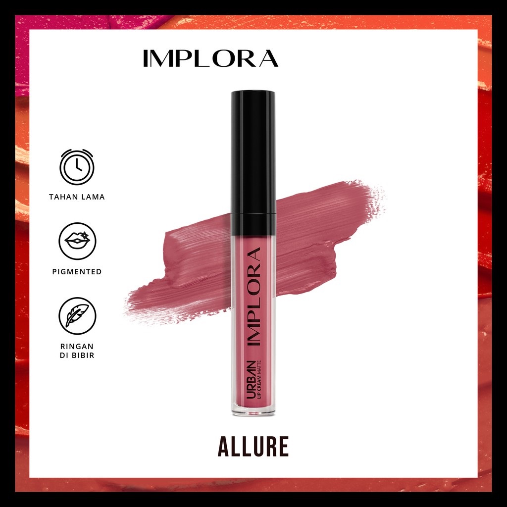 IMPLORA Urban Lip Cream Matte Original BPOM - Best Seller Kosmetik Lipcream Surabaya-05 Allure