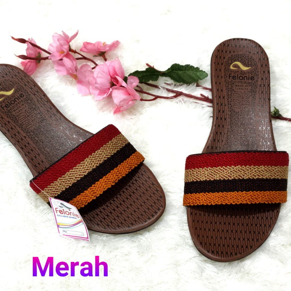 sandal wanita murah selop ( Felonie MRA 01 4 warna + DH 02 ) turki rajut terbaru