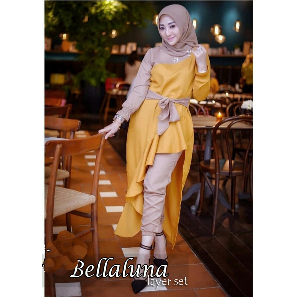 [St.Bellaluna1 RO]setelan wanita mosscrepe Varian warna