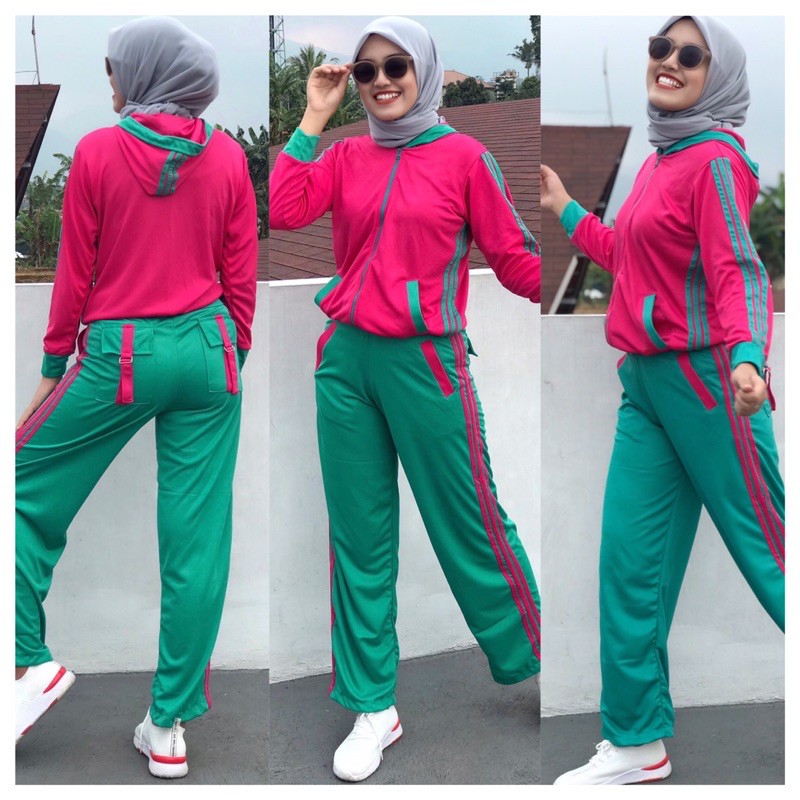 Setelan Senam Olahraga Outdoor Baju Senam Muslim Baju Senam Olaharga Pink Tosca Shopee 3530