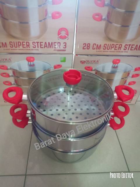 SUPRA PANCI SUPER STEAMER SUSUN 3 (28CM) STAINLESS STEEL