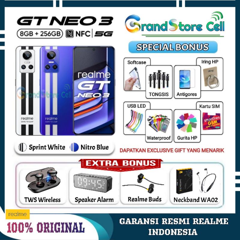 REALME GT NEO 3 5G RAM 12/256 GB | GT NEO3 8/256 GB | GT NEO 3T 8/128 GARANSI RESMI REALME