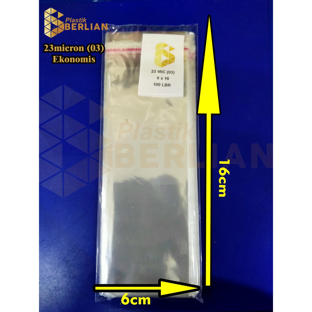 

6 x 16 cm Plastik OPP EKONOMIS 23micron (100 lbr) (lem/seal)