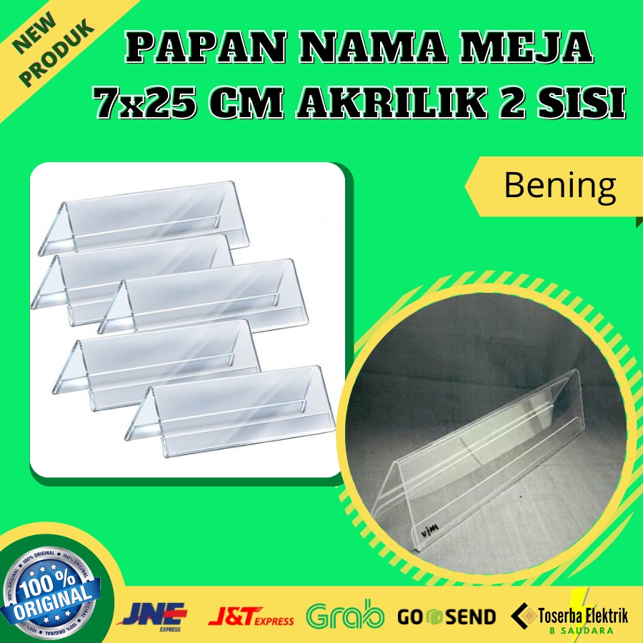 PAPAN NAMA MEJA AKRILIK 7X25 CM 2 SISI PAPAN NAMA PAPAN NAMA AKRILIK PAPAN NAMA RUANGAN PAPAN NAMA A