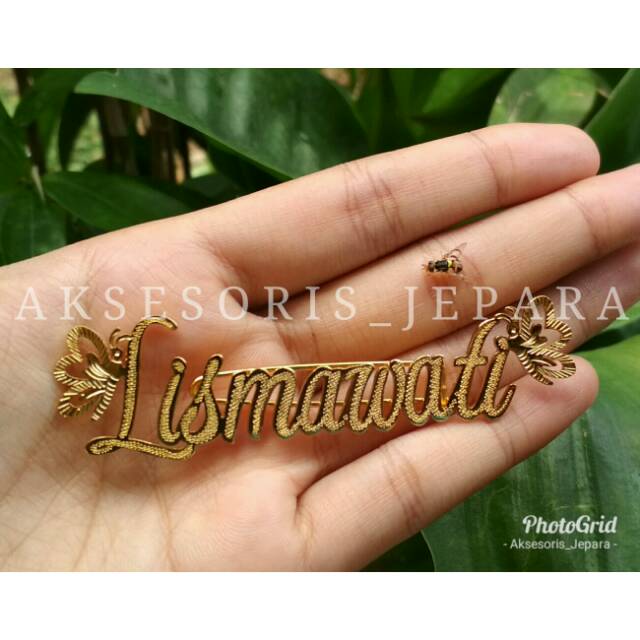 Bros Nama Gold Bros Ukir Nama Lapis Emas Bros Custom Nama