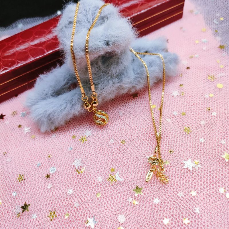 Kalung Koye Titanium Set Wanita Permata Perhiasan Lapis Emas Jewelry428OD