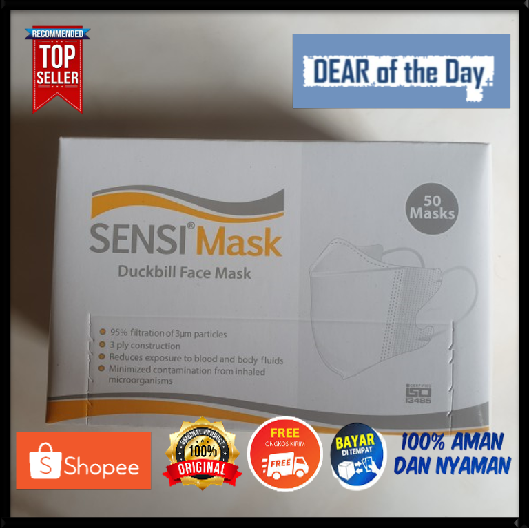 Masker Sensi Duckbill isi 50 pcs /Masker Bedah Kesehatan Sensi Duckbill / Masker Sensi Stylish Putih