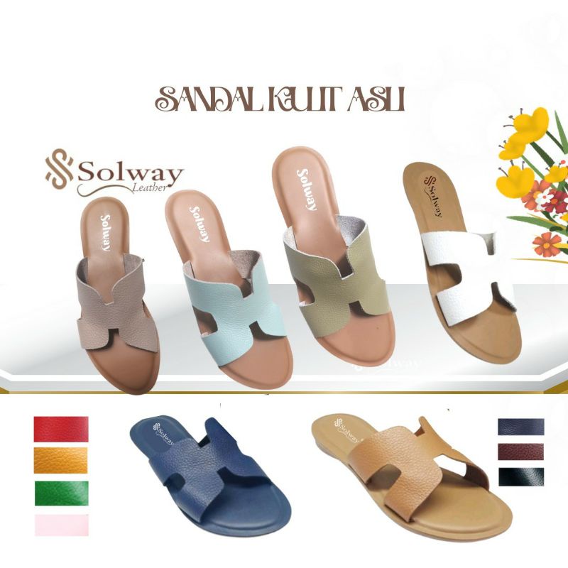 sandal kulit asli wanita model kekinian trendy SW0095.