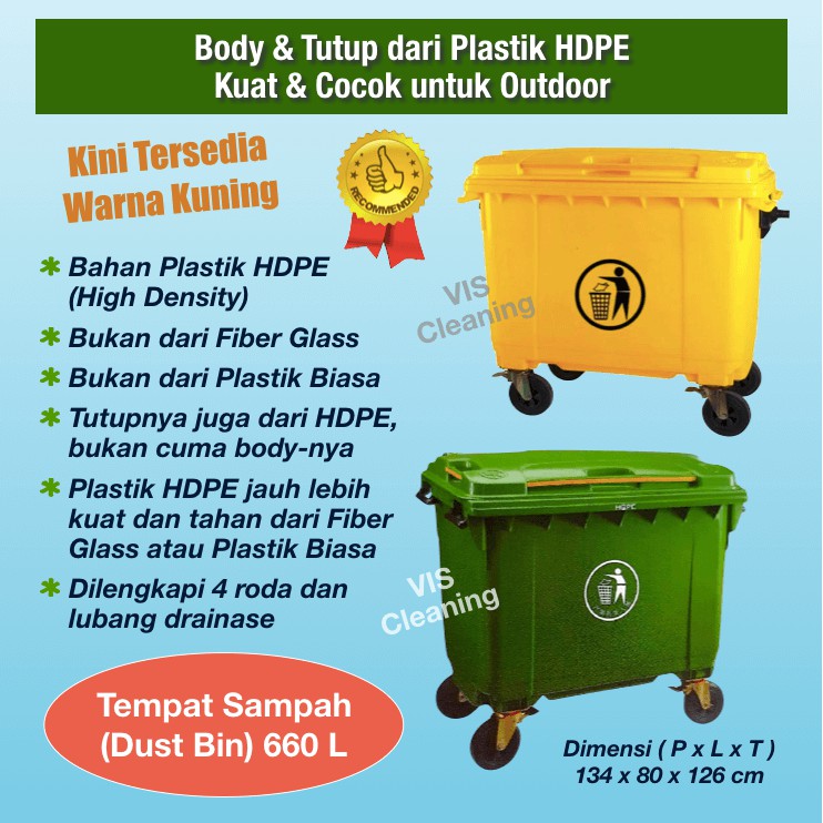 Tempat Sampah 660 L (Dust Bin ) Bahan Plastik HDPE