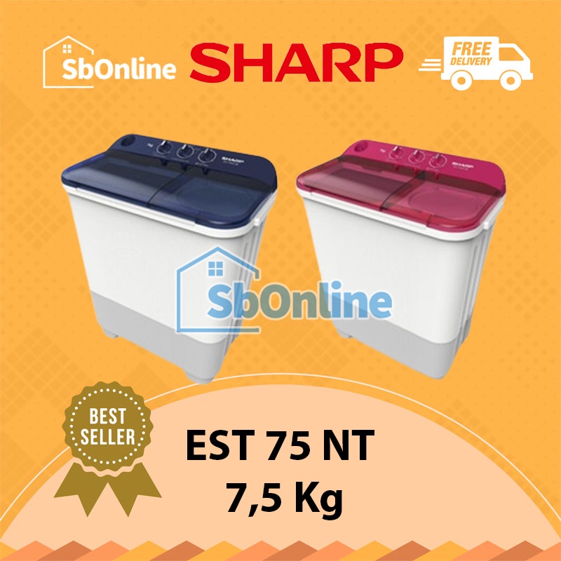 SHARP Mesin Cuci 2 Tabung 7,5 Kg - EST 75 NT