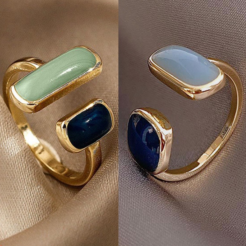 Fancyqube Cincin Model Terbuka Warna Emas Gaya Retro Perancis Korea Untuk Wanita