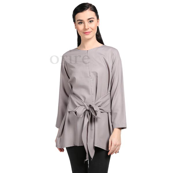 Baju Blus Blouse Wanita Lengan Panjang Baju Atasan Muslimah Wanita Baju Ibu Menyusui 125 Abu Abu Shopee Indonesia