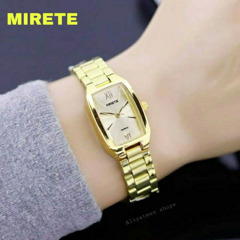 Jam tangan wanita mewah model kasual dan simple tali rantai stainliss_jam tangan wanita terlaris mirete original analog_jam tangan wanita cantik free btre cadangan