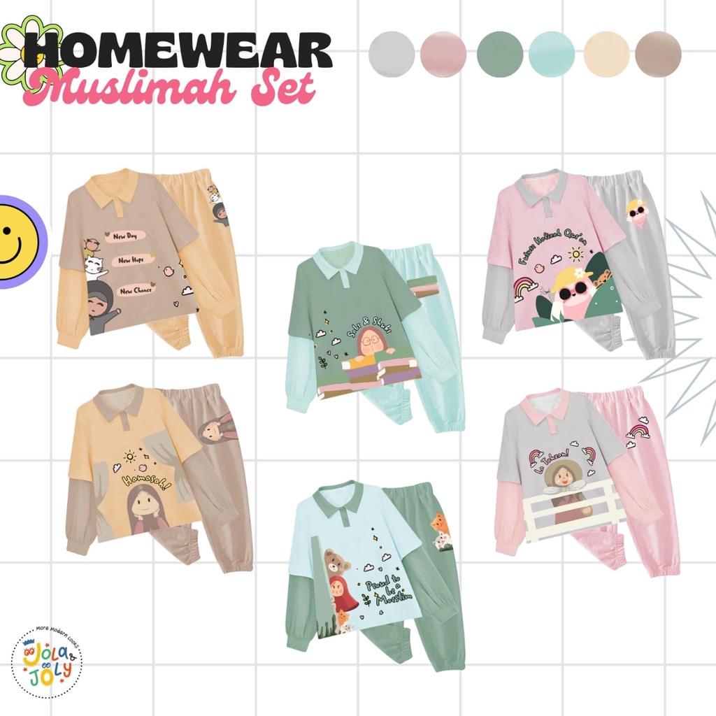 PAKAIAN SETELAN ANAK HOMEWEAR MUSLIMAH BY JOLA&JOLY