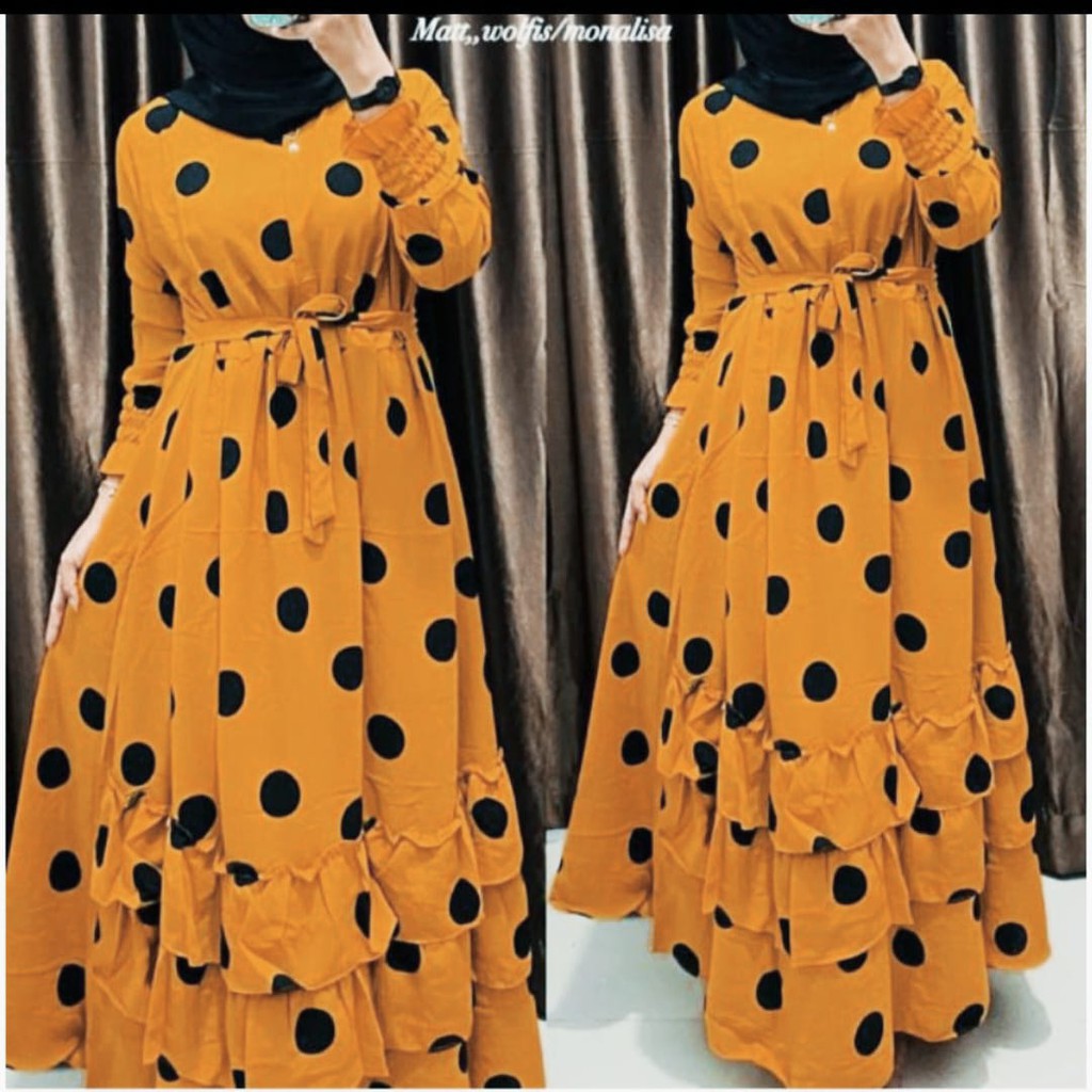 LANGSUNG KIRIM Big Size XXXL - Gamis Mayung Polkadot / Gamis Kekinian Terlaris   / Gamis Mayung Polkadot Rempel