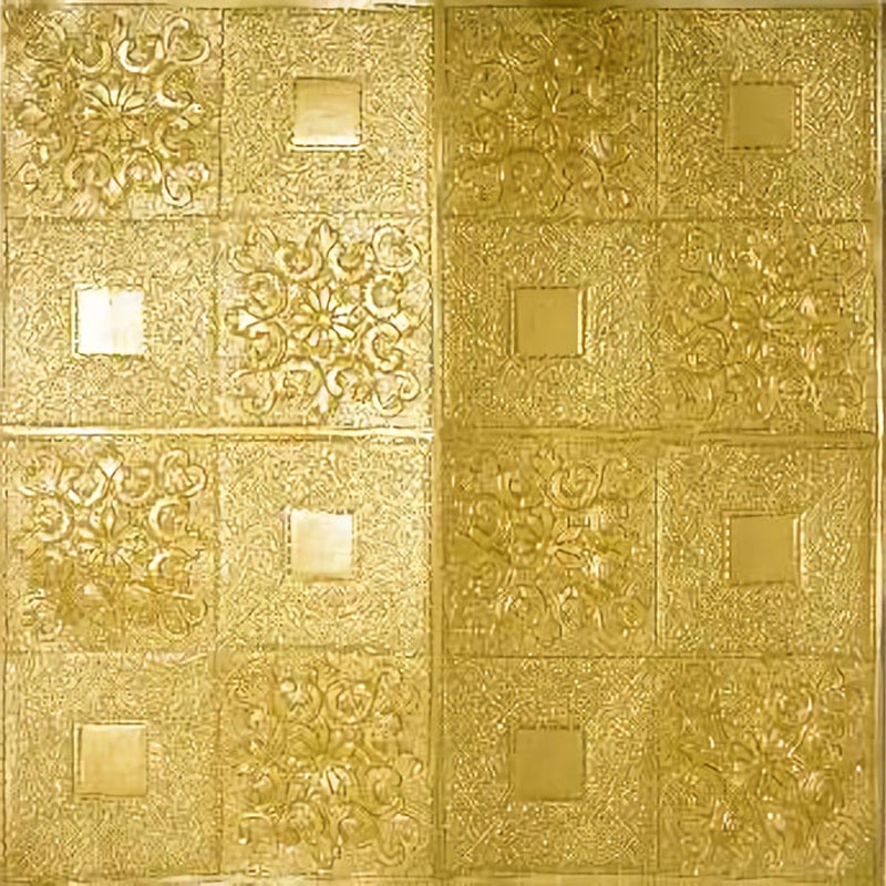 [COD] Wallpaper Dinding 3D Corak kotak-kotak 70*70cm Walpaper Stiker Dinding Dekorasi Kamar Best Seller-Gold Cerah