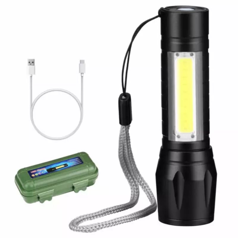 Senter Swat Mini Zoom Senter Camping LED COB Super Terang Flashlight