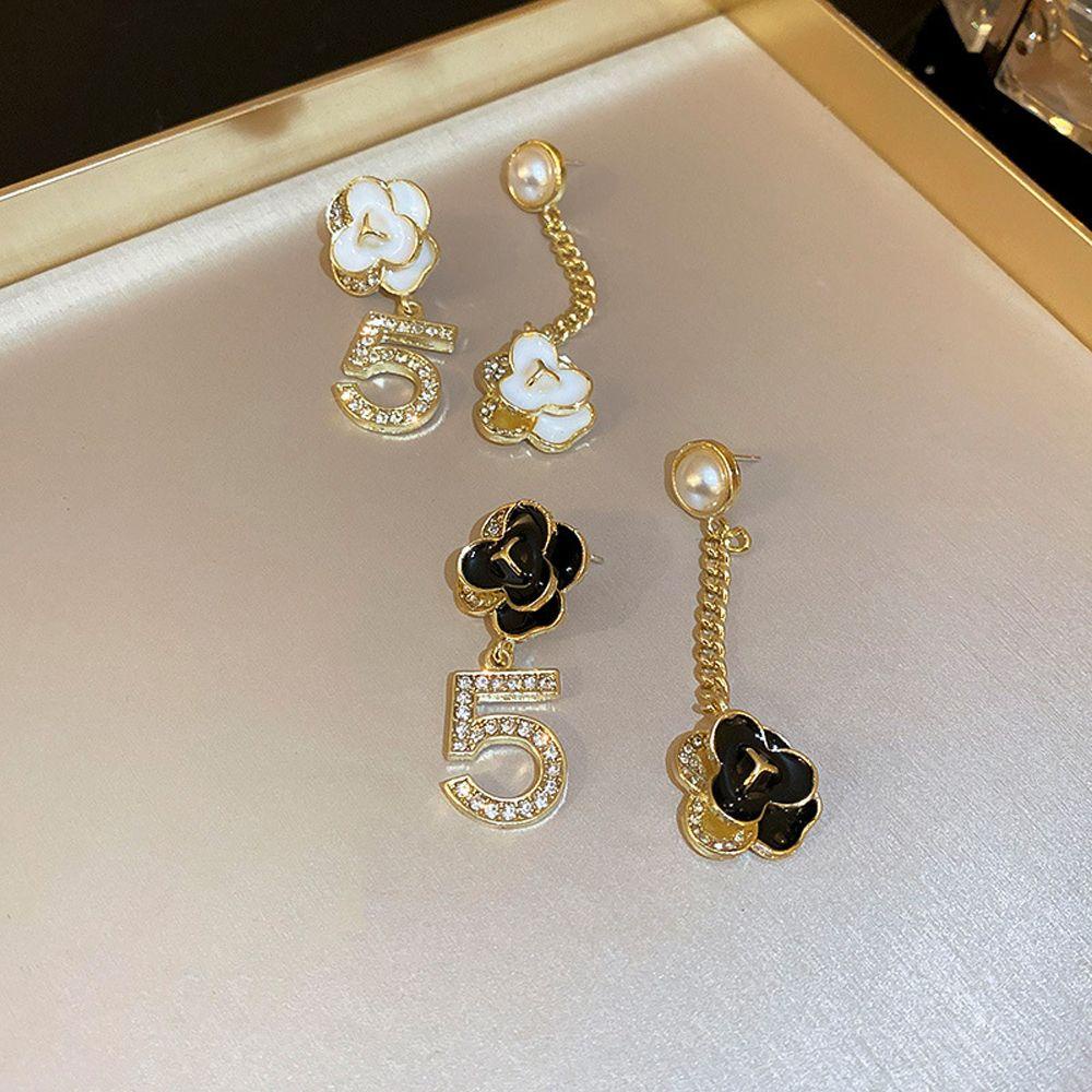 Needway Anting Perempuan Hadiah Rantai Perancis Bunga Angka Berlian Imitasi Mutiara Telinga Drop