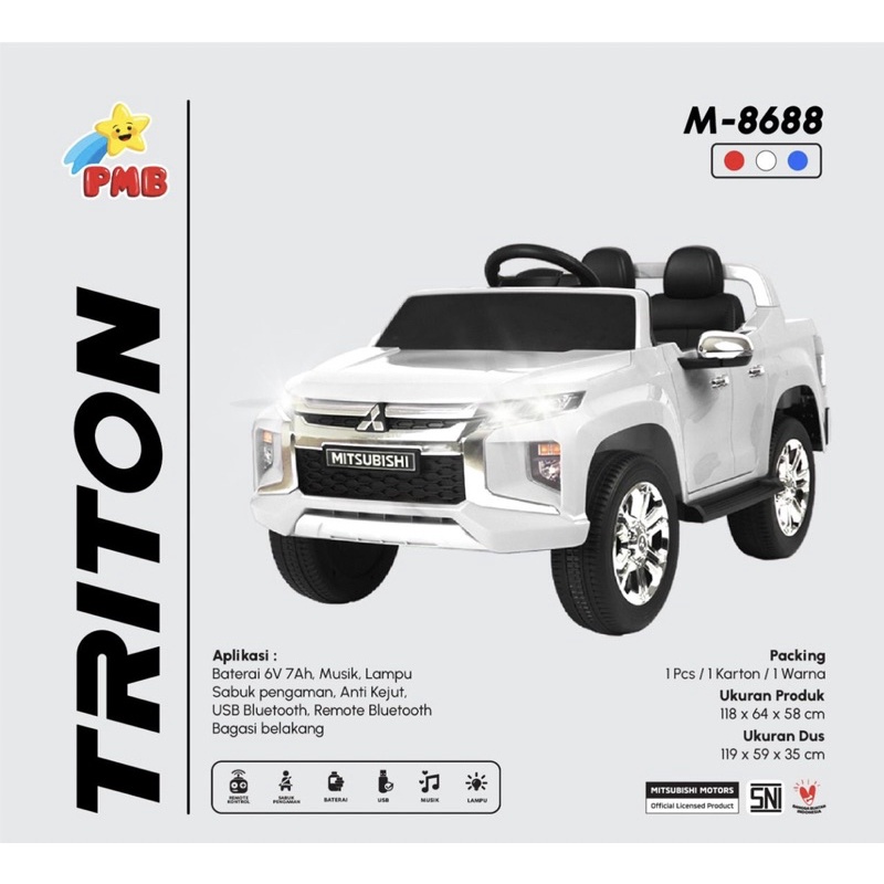 Mobil Aki Anak JEEP MITSUBISHI TRITON M-8688 M8688 Mobil Anak SUV Remot Pajero Sport Outlander Xpander-2