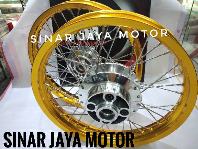 Sepaket Paketan Velg Pelak TDR Tiger Revo Ring 17 Ukuran 160/185  TDR W Shape  Gold Pemasang Pnp