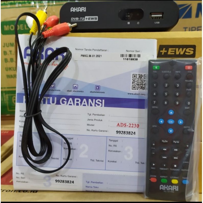 Set Top Box Akari  DVB-T2 with EWS - ADS-2230/ Alat penerima siaran digital