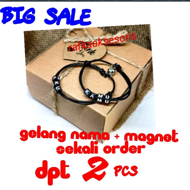 Gelang magnet couple nama inisial tali waterproof anti air