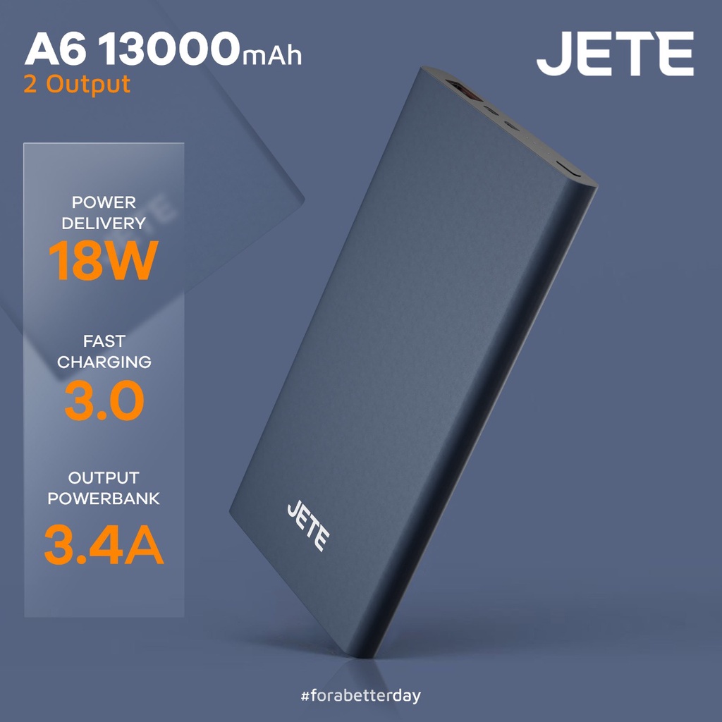 Powerbank 13000 0MaH QC 3.0 with PD - JETE A6 - Garansi Resmi  25 Bulan