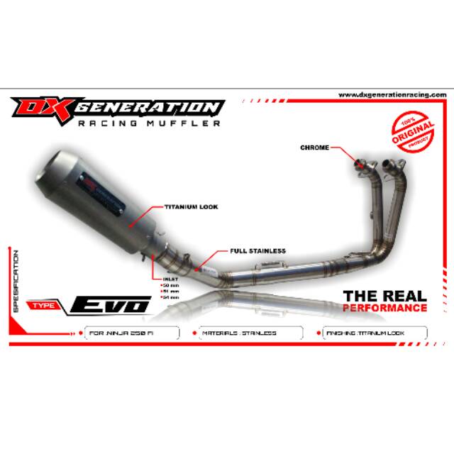 Dx Generation Racing Evo Series Fullsystem All New Ninja 250,Ninja Fi 250 atau Carbu