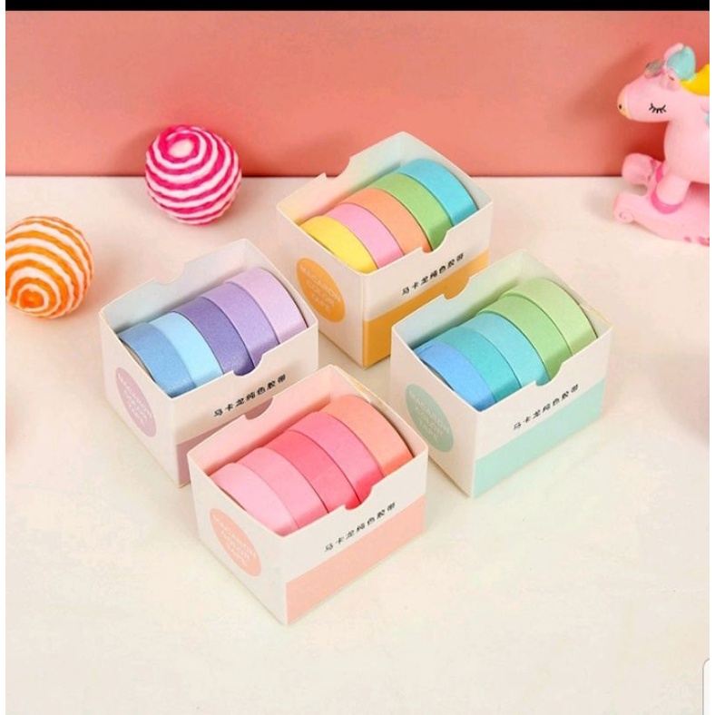 

0Masking Tape Set 5pc Essential Collection / Isolasi Kertas Motif Dekorasi Lucu Unik Murah