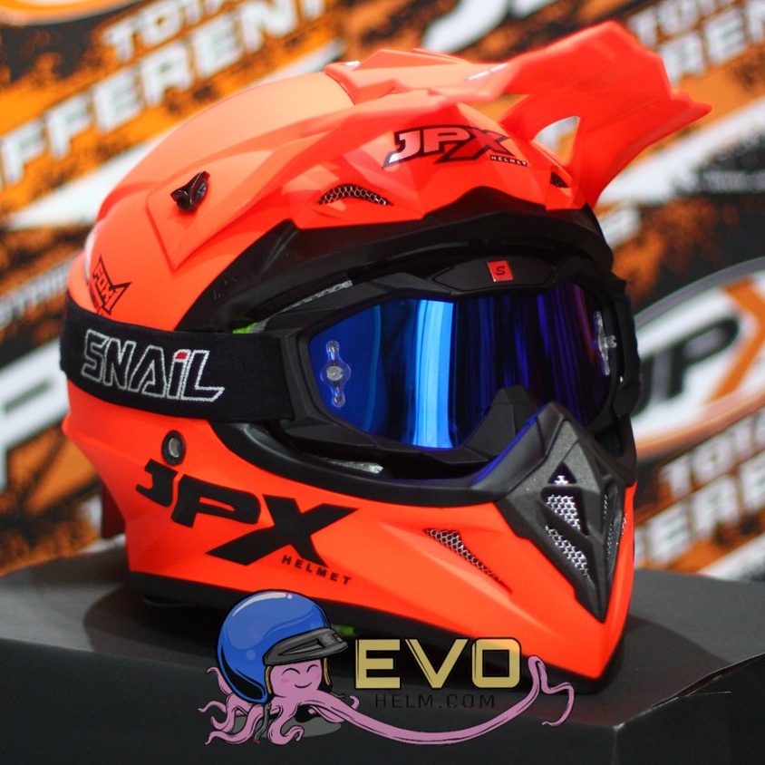 HELM JPX CROSS_SOLID - RED DOFF/ BLACK + GOOGLE SNAIL (ONGKIR 2 KG) HELM JPX TERBARU