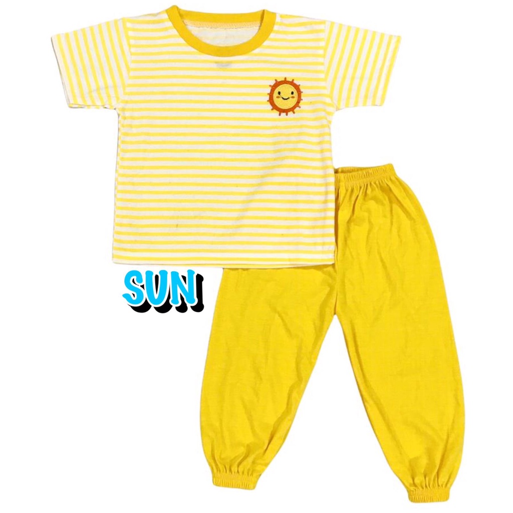 (1 KG MUAT 7 STEL) BAJU SETELAN CP JOGER FASHION OBLONG ANAK LAKI-LAKI/COWOK BAHAN KAOS KATUN BORDIR SALUR SUN/MATAHARI