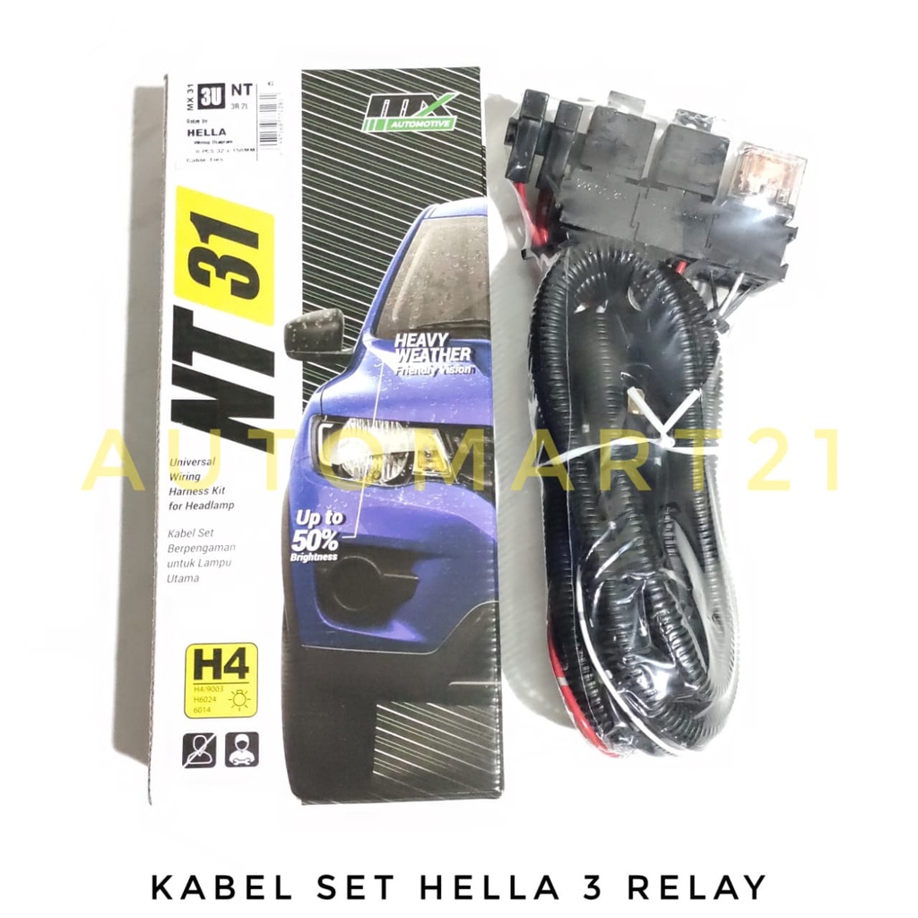 HELLA KABEL RELAY LAMPU/KABEL SET 3 RELAY/KABEL SET HELLA 3 RELAY