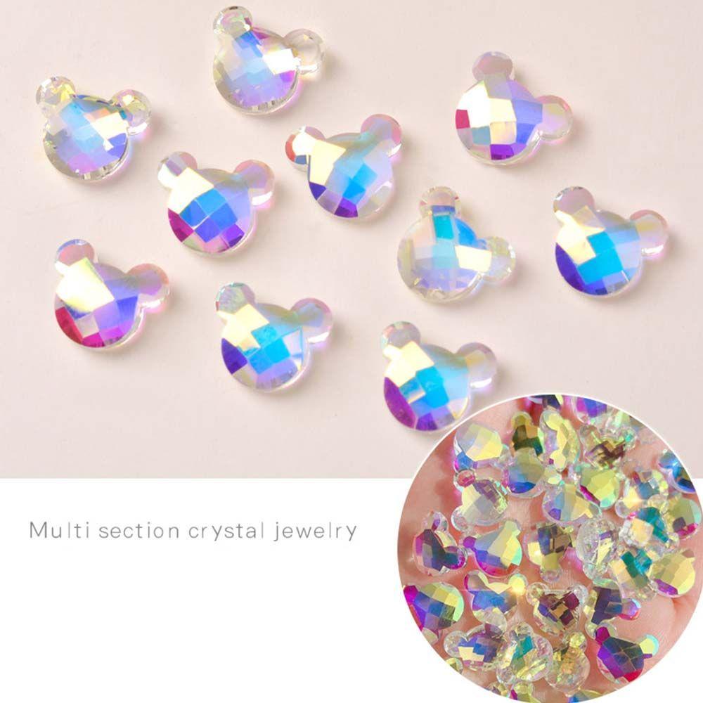 AUGUSTINA Agustina Kartun Kuku Berlian Buatan Mewah Fashion 3D Kuku Pesona Resin Manicure Nail Art Ornamen Kristal Dekorasi Kuku