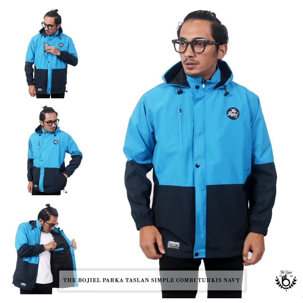 Jaket Parka Taslan Waterproof The Bojiel Original Kombinasi - Blue Navy