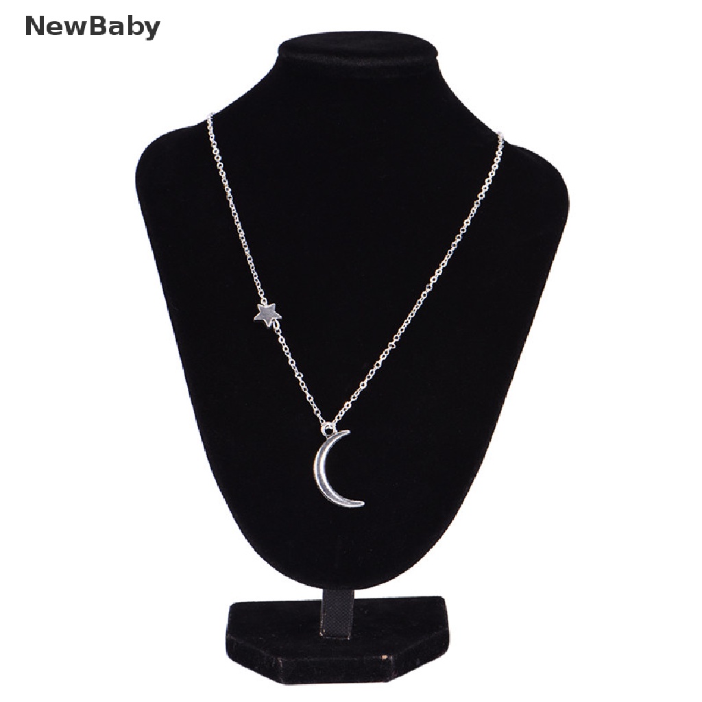 Kalung Rantai Panjang Dengan Liontin Bulan Bintang Warna Gold / Silver Untuk Wanita