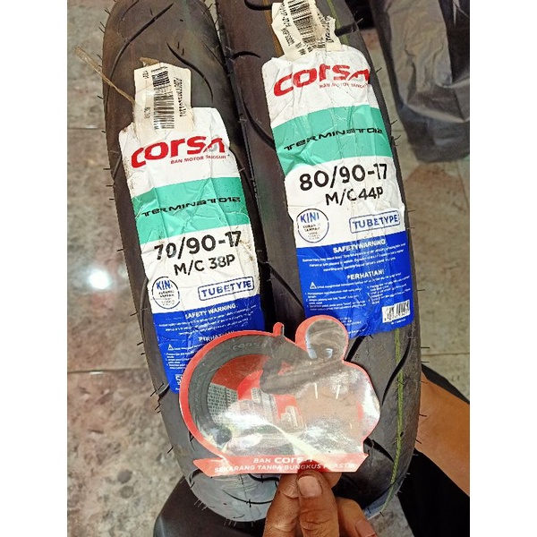 Sepaket Ban Corsa Terminator 70/90 & 80/90 Ring 17 Tubetype Non Tubeless