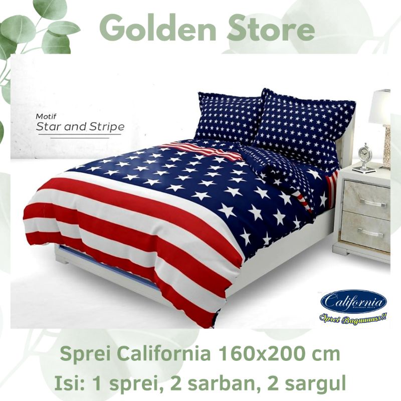 Sprei California 160x200 Motif Star & Stripe