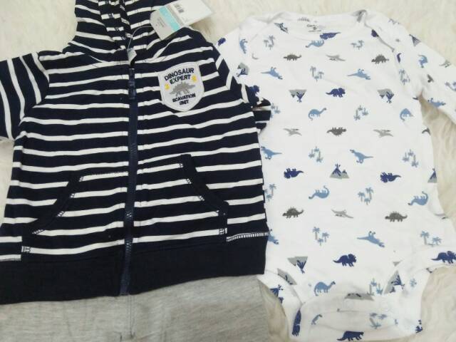 Set Jaket bayi, Jaket bayi motif dinosaurus/ baju bayi impor, set jumper jaket bayi