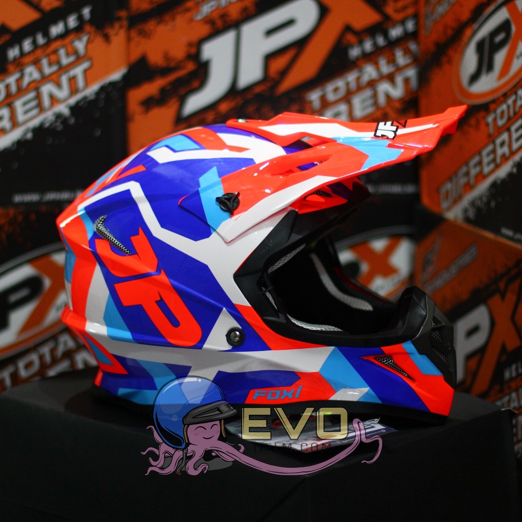 HELM JPX CROSS_FOX1 SERI X29 - FLUO RED GLOSS + GOOGLE SNAIL (ONGKIR 2 KG) HELM JPX TERBARU