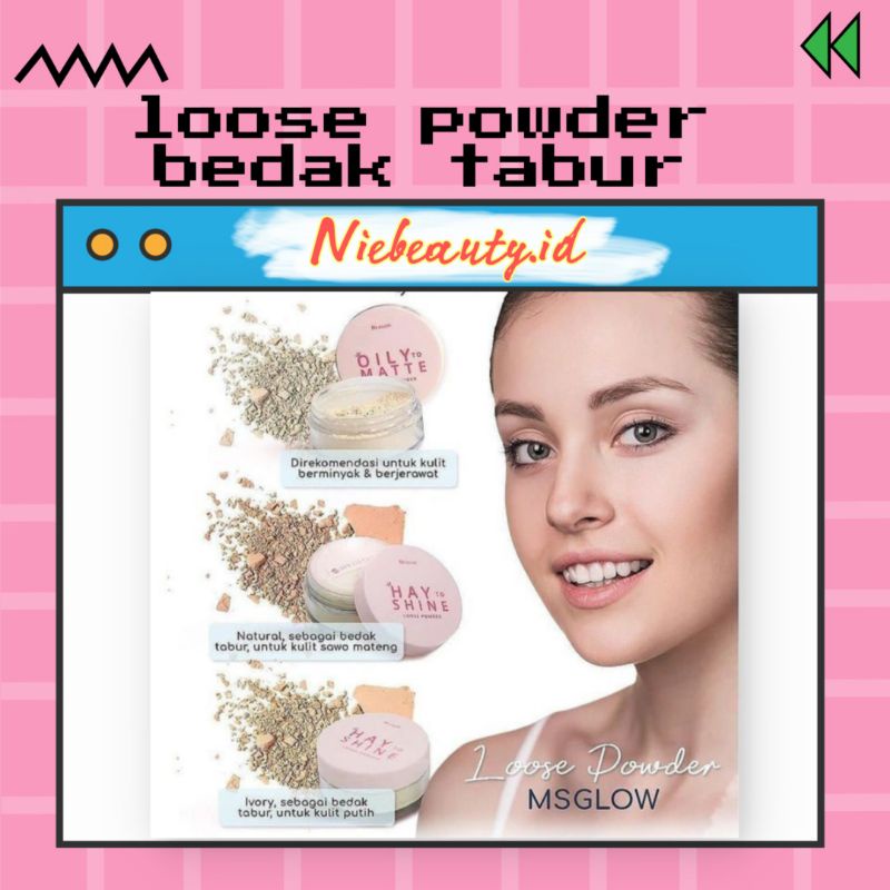 Loose Powder  MS GLOW /Bedak tabur Ms glow/bedak sebum ms glow/bedak anti jerawat/bedak untuk kulit 