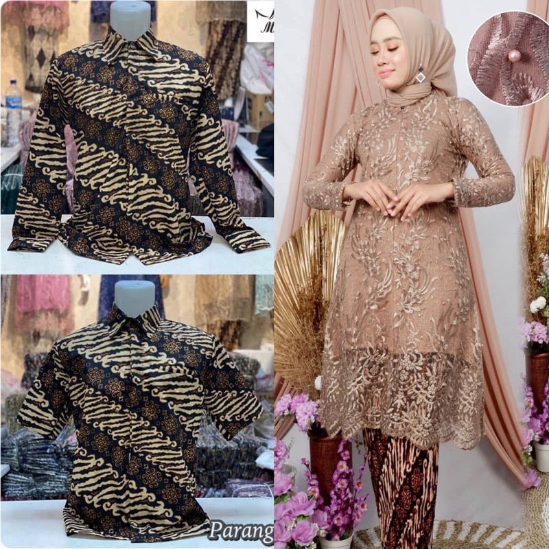 Ryz- Set Kebaya Couple Tunik (Ld 120 cm) Kebaya Modern Kebaya Couple Pasangan Couple Pesta