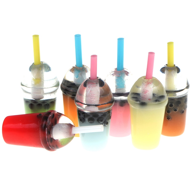 &lt; E2id &amp; &gt; 5Pcs Miniatur Gelas Pearl Milk Tea Skala 1: 12 Untuk Rumah Boneka