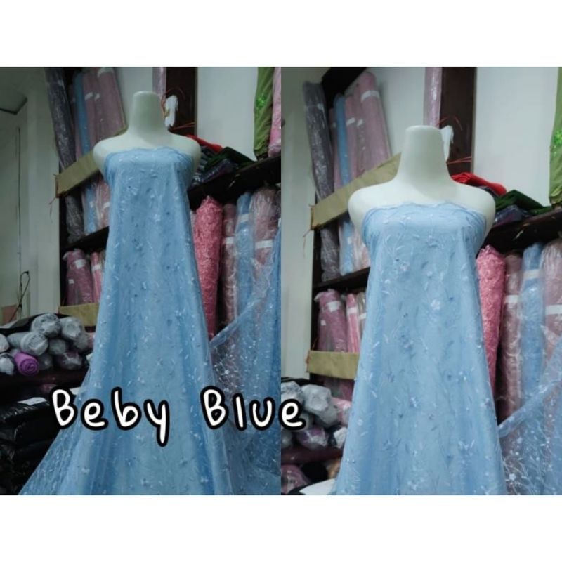 tile akar daun mutiara/ bahan kebaya brokat tille.