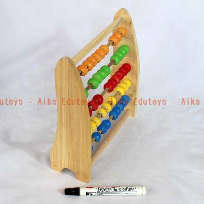 Sempoa Kayu Besar Pelangi / Belajar Berhitung / Mainan Anak Edukasi PROMO