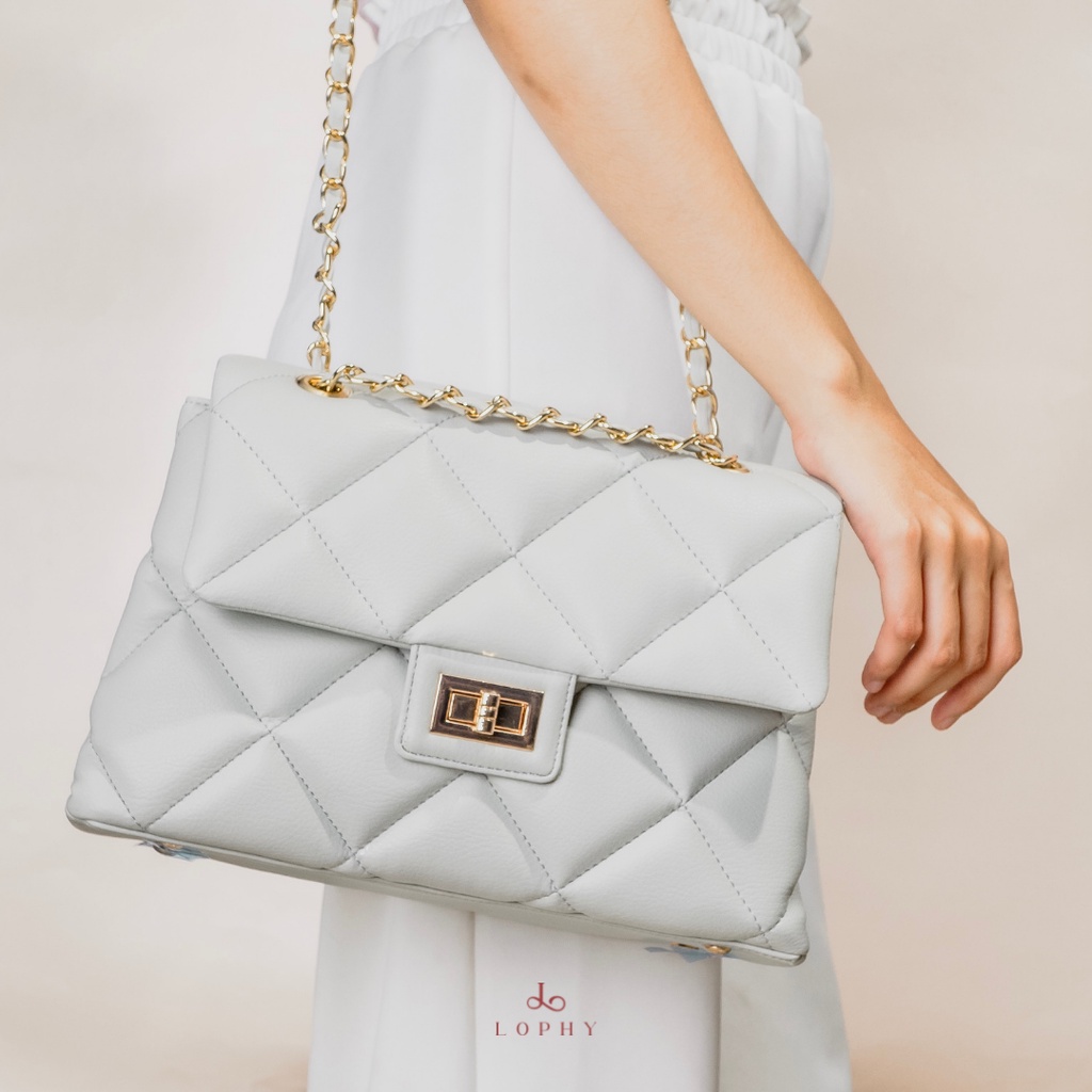 Lophy Bag Tas Wanita Shoulder Bag Tas Selempang Wanita Elora Bag in Light Grey